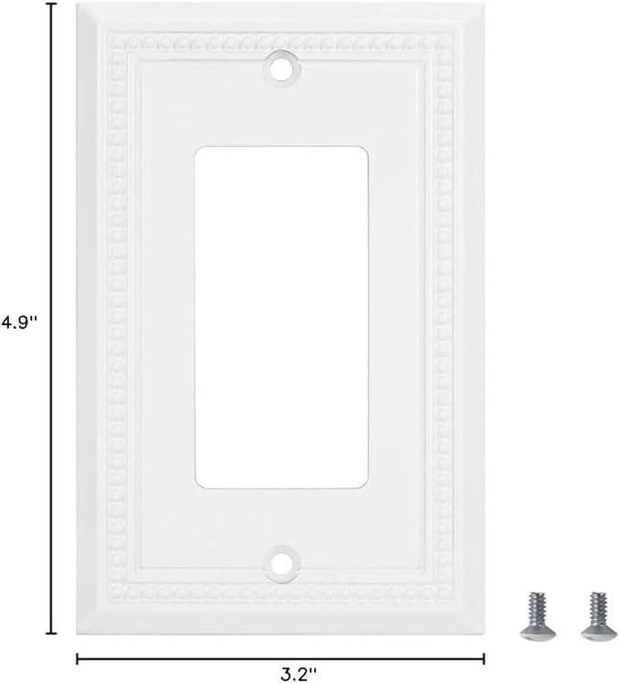 Henne Bery Sunken Pearls Heavy Duty Decorative Wall Plate Switch Plate Outlet Cover (Single Decorator, 3 Pack, White)