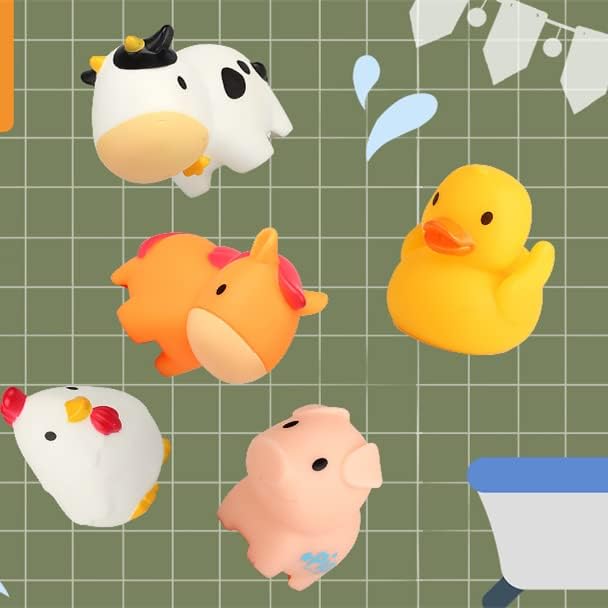 Oriate Farm Tractor Carrier with Cartoon Farm Animals and Playmat, 6 Pack Bath Squirter Silicone Rubber Farm Animal Toys, 47.2” x 31.5” Happy Farm Play mat, Birthday Gifts for Kids