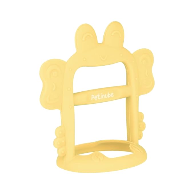 Anti-Dropping Silicone Baby Wrist Teether Soothing Pacifier for Infants 3+ Months Babies, Pack of 1, Made in Korea (Crab-Elfin Yellow)