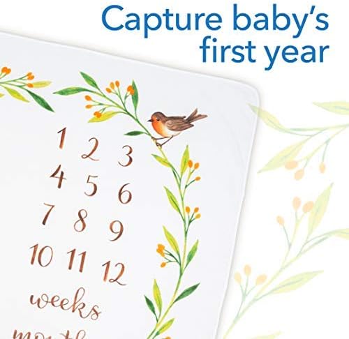 Bubzi Co Baby Monthly Milestone Blanket, Soft Woodland Photo Blanket for Baby Boy & Baby Girl, Nursery Bed Blanket, Newborn Essentials, Baby Registry Must Haves