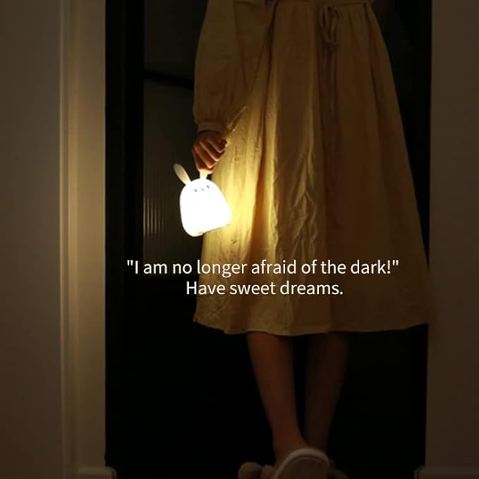 LED Cute Rabbit Night Light, Cute Silicone Bunny Lamp and Animal NightLight,LED Squishy Animal Light for Sleep,Kawaii Bedside Lamp Room,Rechargeable Bedside Touch Silicone Lamp (Rabbit)