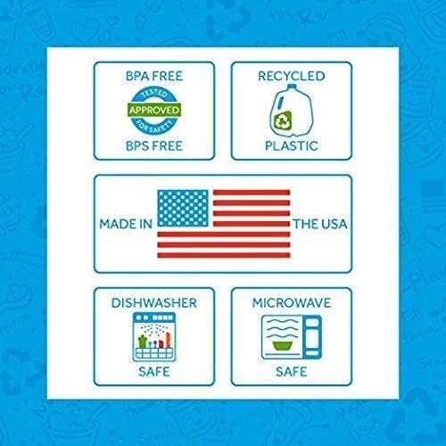 Re-Play Toddler Plates - 9 In and Bowls - 20 Oz. - Kids Plates and Bowls, Microwave and Dishwasher Safe - Set of 4x4 - Bright Pink