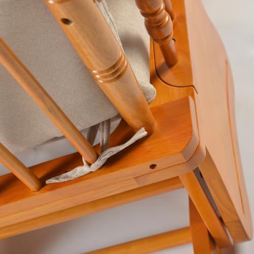 Solid Wood Anti-Pinching Rocking Glider Chair with Ottoman Cushion Set, Nursery Rocking Chair for Living Room Bedroom Reading Room, Honey