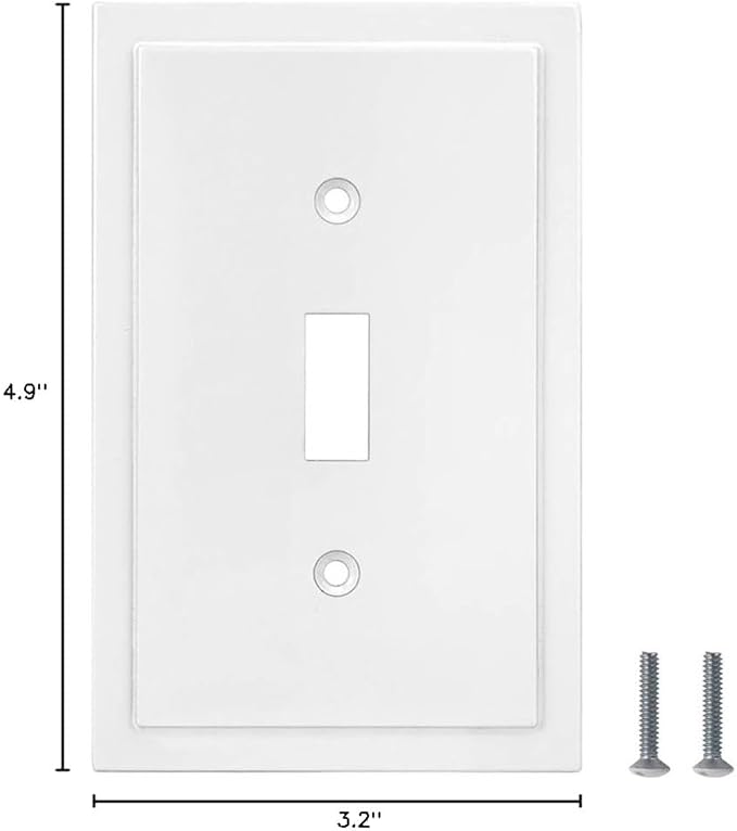 Modern Edge Decorative Wall Plate Switch Plate Outlet Cover, Durable Solid Zinc Alloy (Single Toggle 2PK, White)