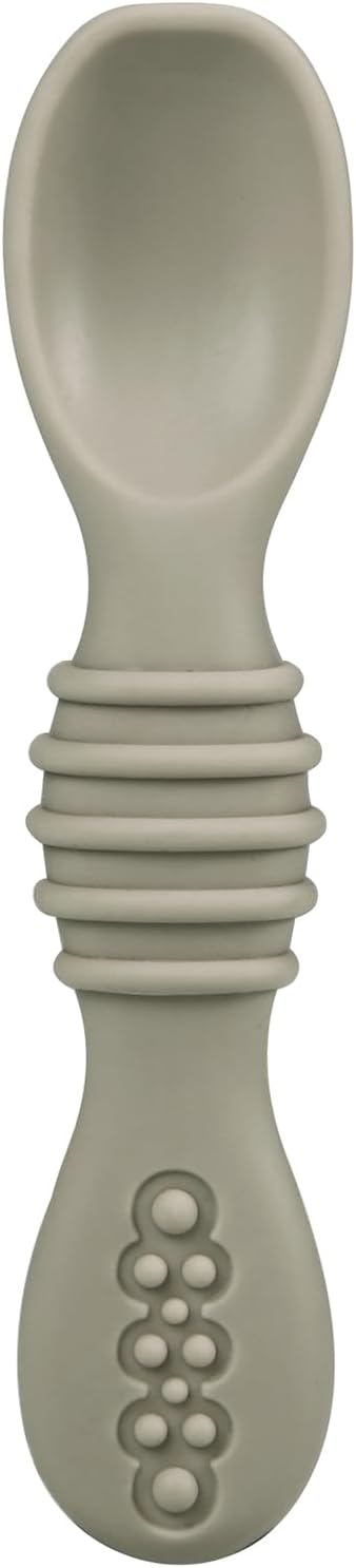 PandaEar 3 Pack Silicone Suction Baby Bowls & 3 Baby Feeding Spoons | Non-Slip Stay Put Bowls & Soft Silicone First Stage Spoons for Toddlers, BPA-Free Baby Led Weaning Set (Linen Brown Tan)