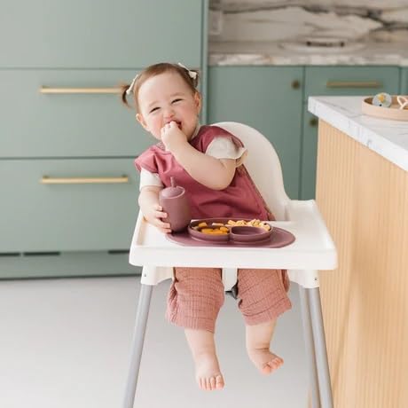 BapronBaby Minimalist Blush Bapron - No Neck Tie Safer Bib for Baby & Toddler - Soft Waterproof Stain Resistant - Machine Washable - Sz Preschool 3-5yrs