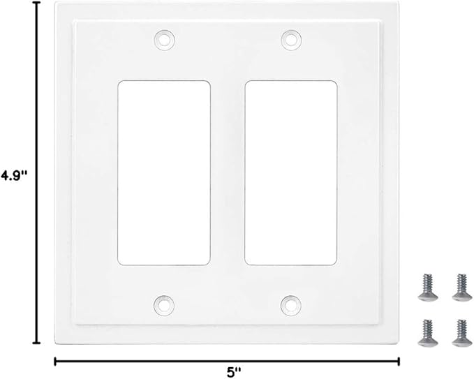 Modern Edge Decorative Wall Plate Switch Plate Outlet Cover, Durable Solid Zinc Alloy (Double Decorator, White)