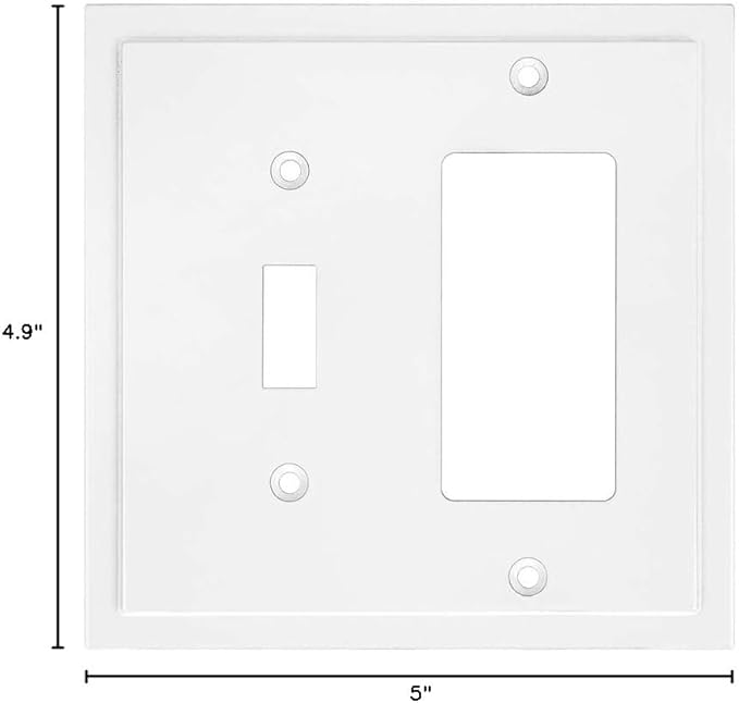 Modern Edge Decorative Wall Plate Switch Plate Outlet Cover, Durable Solid Zinc Alloy (Toggle/Decorator, White)