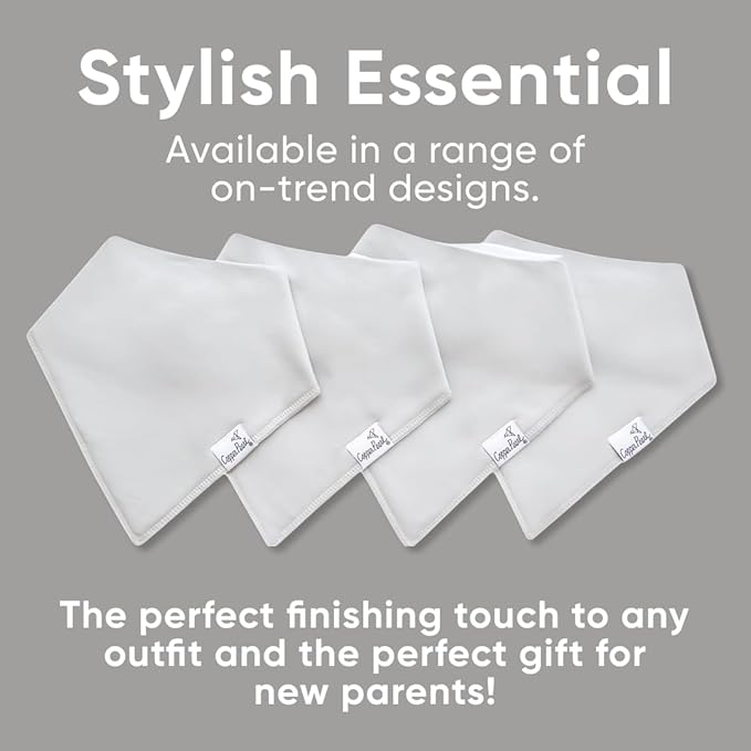 Copper Pearl 4 Pack Soft Cotton Baby Bibs for Drooling and Teething, Absorbent Drool Bibs for Baby Girl and Boy, Adjustable to Fit Newborns to Toddlers (Gray Basics)