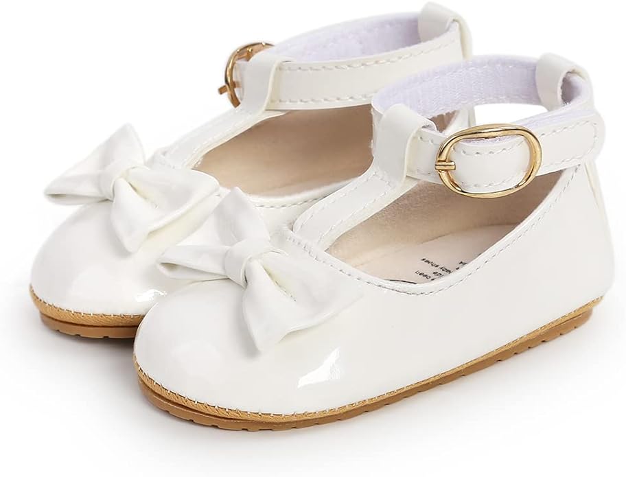 COSANKIM Baby Girls Mary Jane Flats Shoes Anti-Slip Rubber Sole Infant Toddler Princess Wedding Dress Shoes