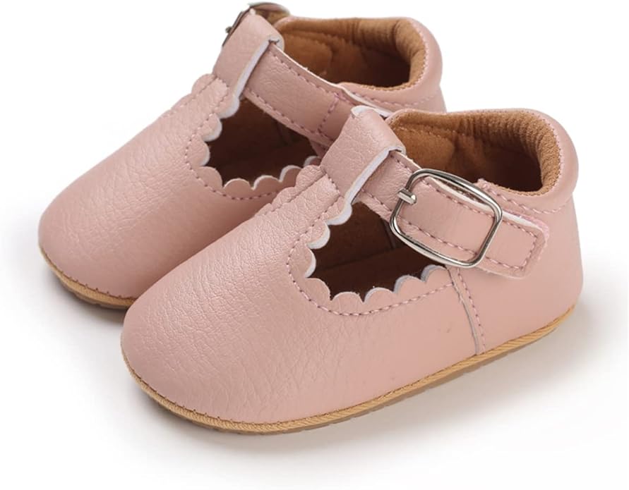 COSANKIM Baby Girls Mary Jane Flats Shoes Anti-Slip Rubber Sole Infant Toddler Princess Wedding Dress Shoes