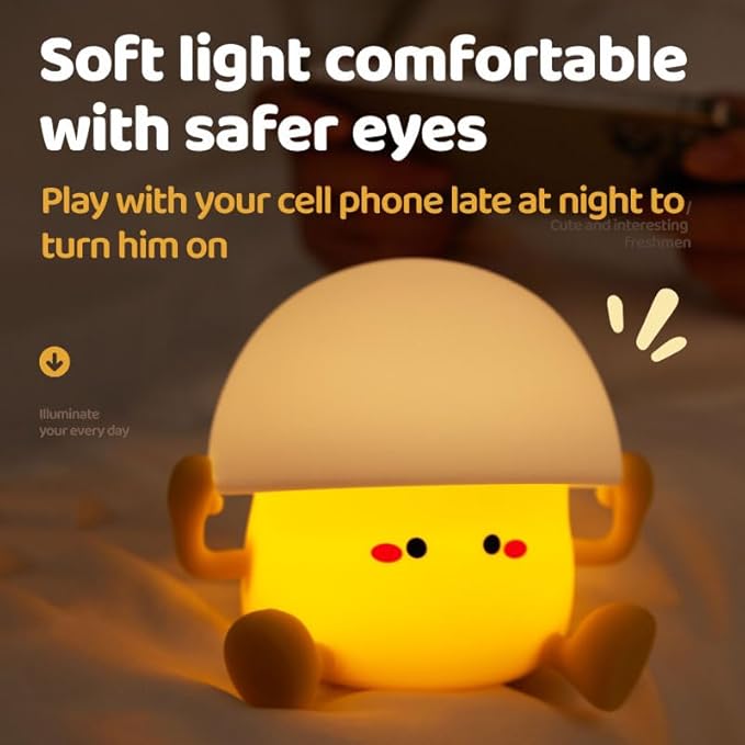 LED Egg Night Light, 3 Level Dimmable Nursery Decor, Cute Lamp Silicone Squishy Light, Rechargeable Bedside Touch Lamp for Breastfeeding Toddler Baby Kids Decor