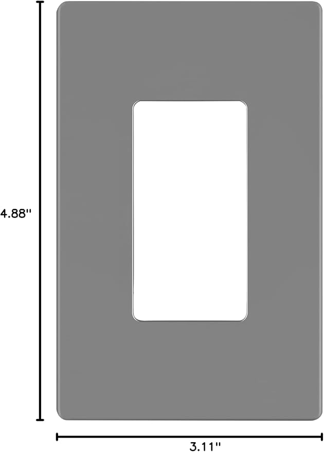 LIDER Matte Finish Decorator Switch Cover, Screwless Wall Plate, Mid-Size 1-Gang 4.88" x 3.11", Unbreakable Polycarbonate Thermoplastic, UL Listed, LSWP-31M-GY, Gray
