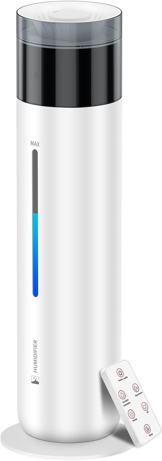 10L/2.6Gal Smart Humidifiers for Bedroom Large Room up to 600ft², 100H Runtime Cool Mist Top Fill, Ultra Quiet 30dB, Auto Control, Essential Oil Tray, Perfect for Bedroom, Office, Baby, White