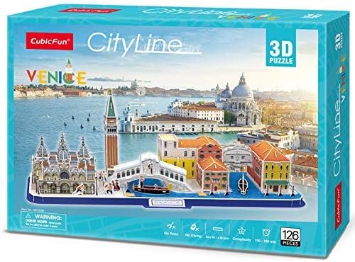 CubicFun 3D Puzzle for Adults Kids Bavaria Cityline Venice Italy Building Model Kits Toys Gift for Men and Women, San Marco Basilica, Rialto Bridge, Venice Grand Canal and Bridge of Sighs 126 Pieces