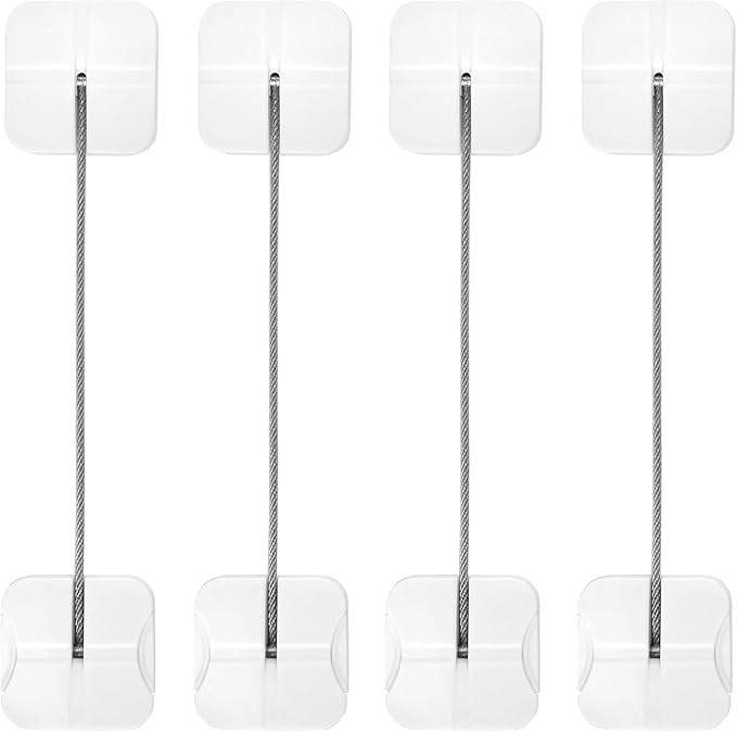 4 Pack Cabinet Locks Baby Proofing, Maveek Child Proof Drawer Locks Dual-Button White Fridge Lock Toilet Closet Dresser Kitchen Refrigerator Door Window Latch For 0-24 Month Infant Safety