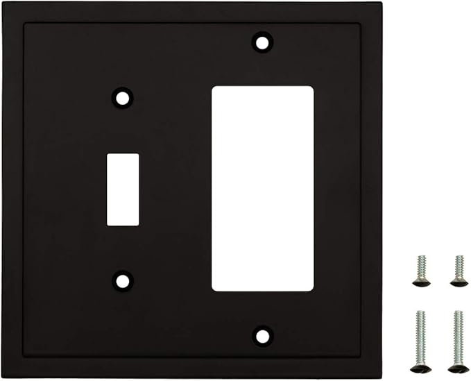 Modern Edge Decorative Wall Plate Switch Plate Outlet Cover, Durable Solid Zinc Alloy (Toggle/Decorator, Matte Black)