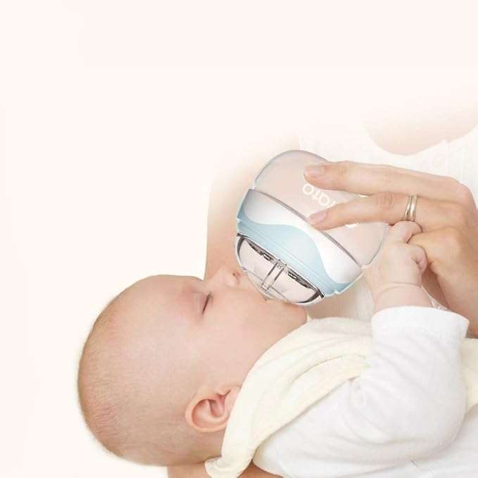 POTATO Glass Baby Bottles for Newborn Babies, Anti Colic Breastfeeding Bottle with Wide Neck, Slow Flow, 2pack, 2.5oz, Blue