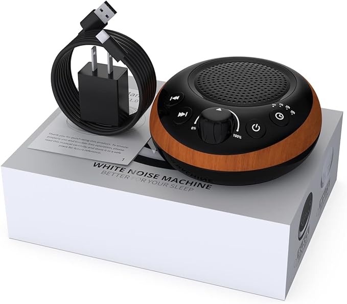 Sound Brown Noise Machine White Noise Machine Nonstop 30 Soothing Sounds Sound Therapy for Baby Kids Adults Sleep Machine 36-Level Vol Auto-Off Timer Memory Function for Home Travel Office