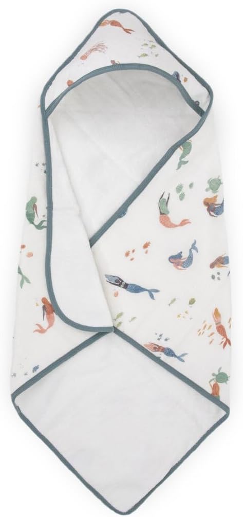 Little Unicorn Premium Infant Hooded Bath Towel| Soft & Absorbent Cotton & Terry Fabric for Newborns (Mermaids)