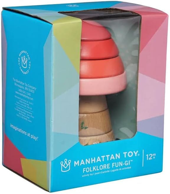 Manhattan Toy Folklore Fun-gi Magnetic Wooden Toadstool Shaped Stacking Toy for Babies 12 Months and Up