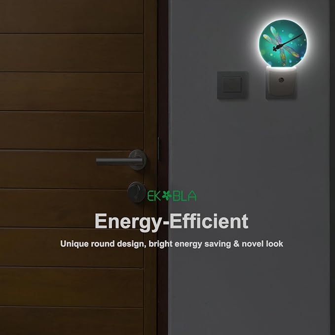 EKOBLA Dragonfly Night Light Fantasy Green Dragonfly Night Lights Plug into Wall for Boys Girls, Led Lamp for Stairway/Hallway/Bedroom 0.5W Nightlight Sleep Friendly