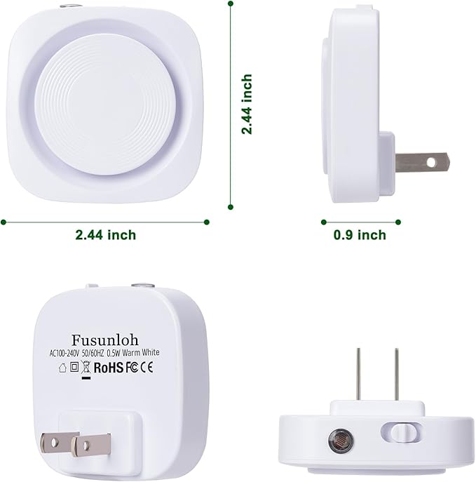 Warm White Night Lights Plug in to Wall,4 Packs Dimmable Night Light with Auto Dusk to Dawn Sensor,Soft Glow Night Light for Bathroom, Bedroom,Hallway, Stairs, Kitchen,Warm White