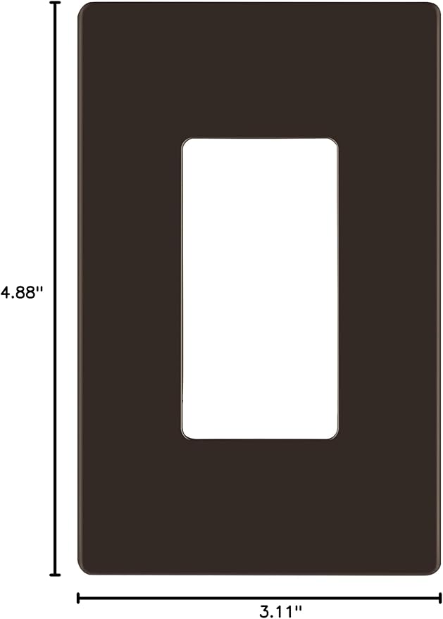 LIDER Matte Finish Decorator Switch Cover, Screwless Wall Plate, Mid-Size 1-Gang 4.88" x 3.11", Unbreakable Polycarbonate Thermoplastic, UL Listed, LSWP-31M-BR, Brown