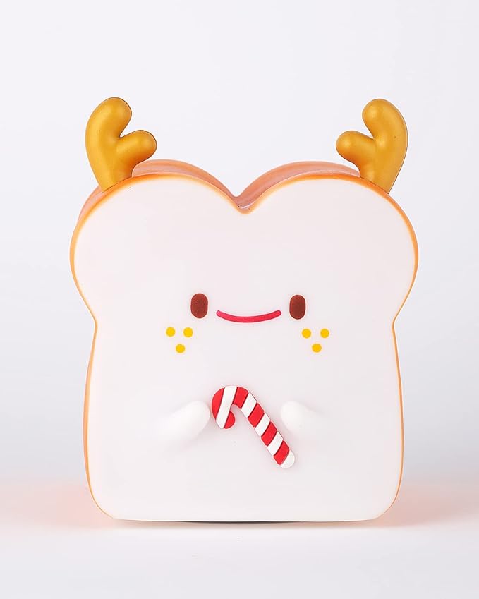 Cute Christmas Gifts for Women, Girl, Deer Toast Lamp Bread Night Light, Battery Powered USB Rechargeable, Touch Senser, 1 Hour Timer, Portable Silicone Kids Nightlight for Nursery