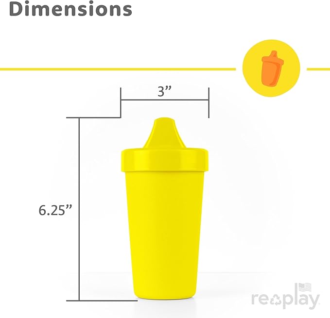Re-Play Sippy Cups for Toddlers - 10 Oz. Reusable Spill Proof Cups for Kids, Dishwasher/Microwave Safe - Made in USA - Set of 6-3.13" x 6.25" - Sorbet