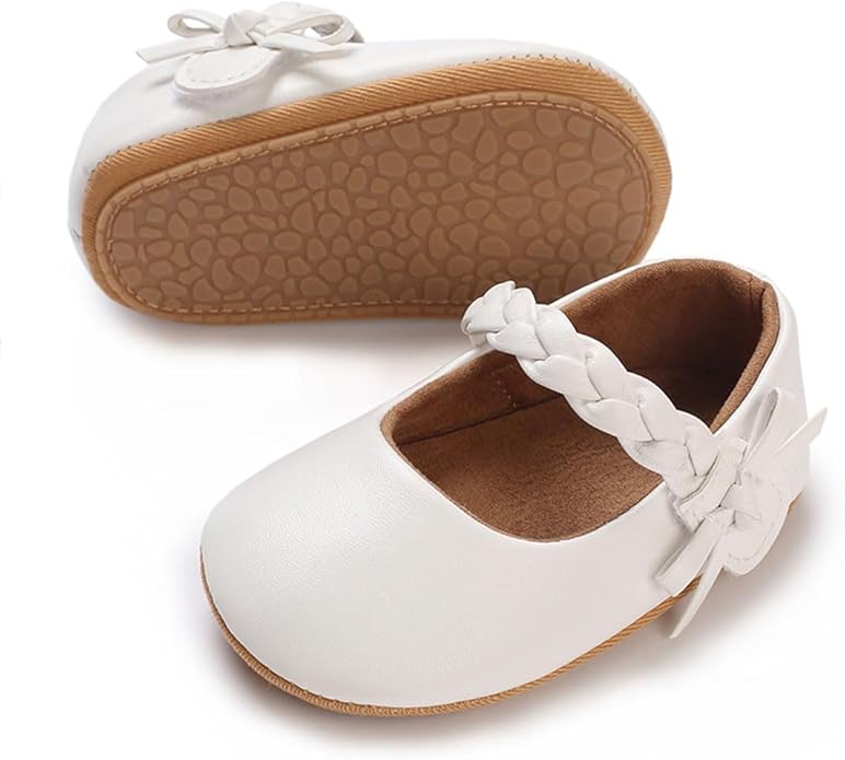 COSANKIM Baby Girls Mary Jane Flats Shoes Anti-Slip Rubber Sole Infant Toddler Princess Wedding Dress Shoes