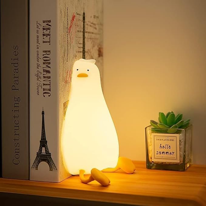 Existential Crisis Duck Lamp - Rechargeable Squishy Night Light for Kids, Lying Flat Ducky Lay Lamps, Fun Xmas Gifts for Duck Lovers, Nursery College Dorm Decor Trendy Stuff, Safe Silicone
