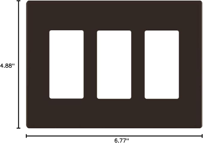 LIDER Matte Finish Decorator Switch Cover, Screwless Wall Plate, Mid-Size 3-Gang 4.88" x 6.77", Unbreakable Polycarbonate Thermoplastic, UL Listed, LSWP-33M-BR, Brown