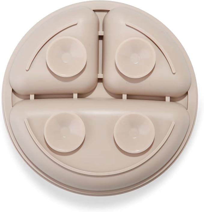 PandaEar Divided Unbreakable Silicone Baby and Toddler Plates - 3 Pack - Non-Slip - Dishwasher and Microwave Safe - Silicone (Blue Green Brown)