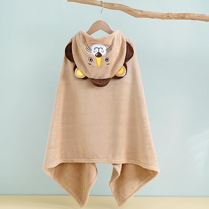ROMASA Baby Bath Towel Ultra Soft Hooded Towel Highly Absorbent Bathrobe Blanket Toddlers Shower Gifts for Boys Girls-27.5" x 55" (Khaki Lion)