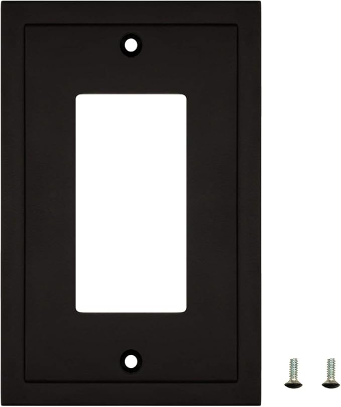 Modern Edge Decorative Wall Plate Switch Plate Outlet Cover, Durable Solid Zinc Alloy (Single Decorator 3PK, Matte Black)