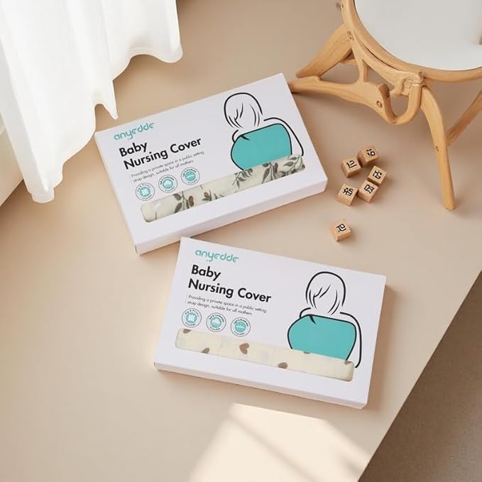 Nursing Covers for Breastfeeding - Breathable Baby Breastfeeding Cover with Arch Neckline, Adjustable Privacy Nursing Covers for Women, Brown Heart