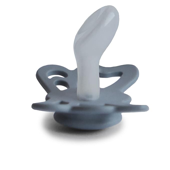 FRIGG Butterfly Anatomical SilkySoft Silicone Baby Pacifier | Made in Denmark | BPA-Free (Great Gray/Silver Gray, 6-18 Months)