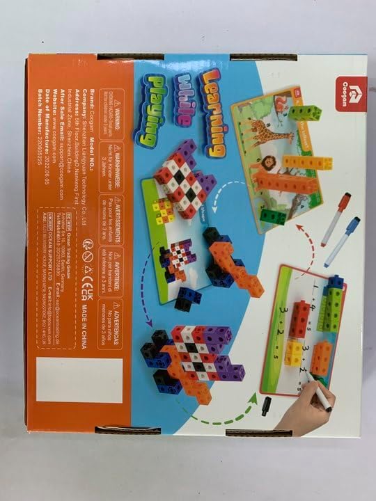 Coogam Math Manipulatives, Math Game for Kids 3-8 with Number Counting Snap Linking Cube, 1st Grade Math Flashcards Toy Gift for Preschool Learning