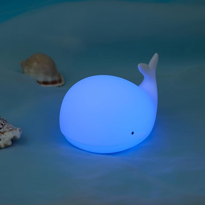 ZKLiLi Children's Night Light Cute Whale Light, 16 Colors+Touchable+Silicone Children's Night Light, USB Rechargeable Whale Night Light for Children's Room, Girl's Birthday and Easter Gift (Whale)