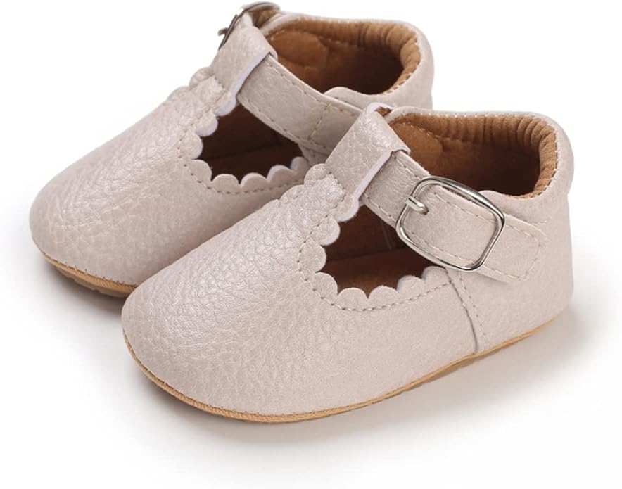 COSANKIM Baby Girls Mary Jane Flats Shoes Anti-Slip Rubber Sole Infant Toddler Princess Wedding Dress Shoes