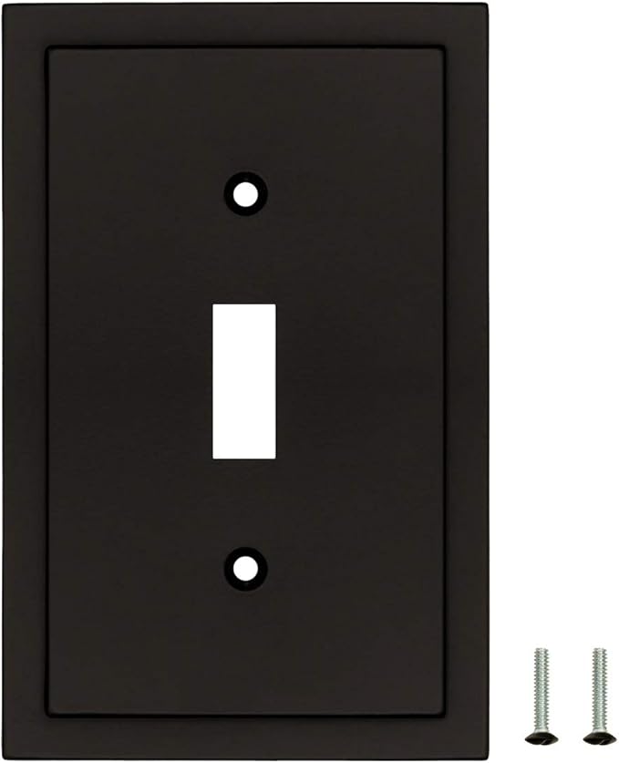 Modern Edge Decorative Wall Plate Switch Plate Outlet Cover, Durable Solid Zinc Alloy (Single Toggle 3PK, Matte Black)