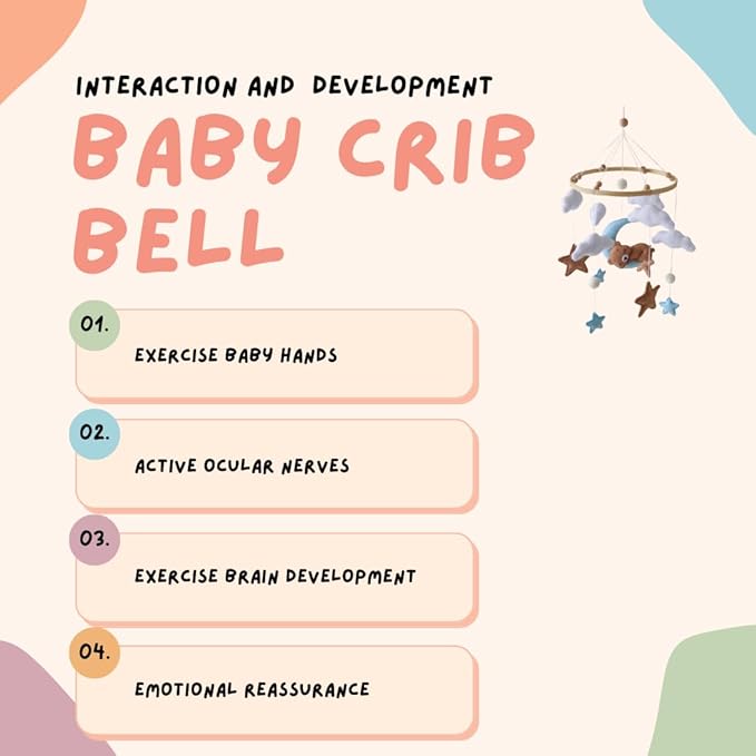 Sleeping Bear Crib Mobile Handmade Soothing Bedtime Nursery Decor for Boys and Girls Felt Night Mood Crib Mobile Easy to Assemble and Durable Gift (Blue Sleeping Bear)