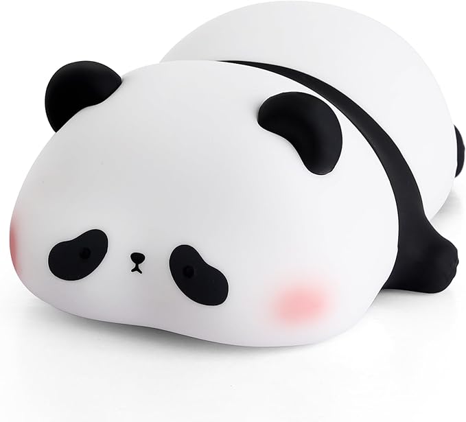 YISUN Cute Panda Night Light, LED Squishy Night Light, Food Grade Silicone, Rechargeable Nursery Nightlight with 3 Level Dimmable Bedside Touch Lamp for Room Decor, Funny Gifts for Boys Girls