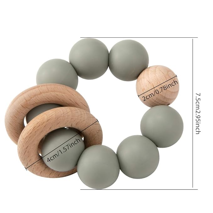 Silicone Baby Teether, Food Grade Silicone & Beech Baby Teething Toy, BPA Free (Apricot)