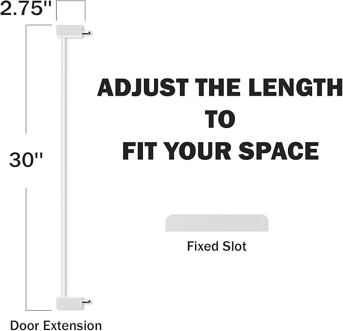 Mumeasy Baby Gate Extentions White - 30" Tall Extra Wide Dog Gate Extender, 2.75" Width Pet Door Accessories for Doorway & Stairs, Pressure Mounted Indoor Satefy Gates No Drilling