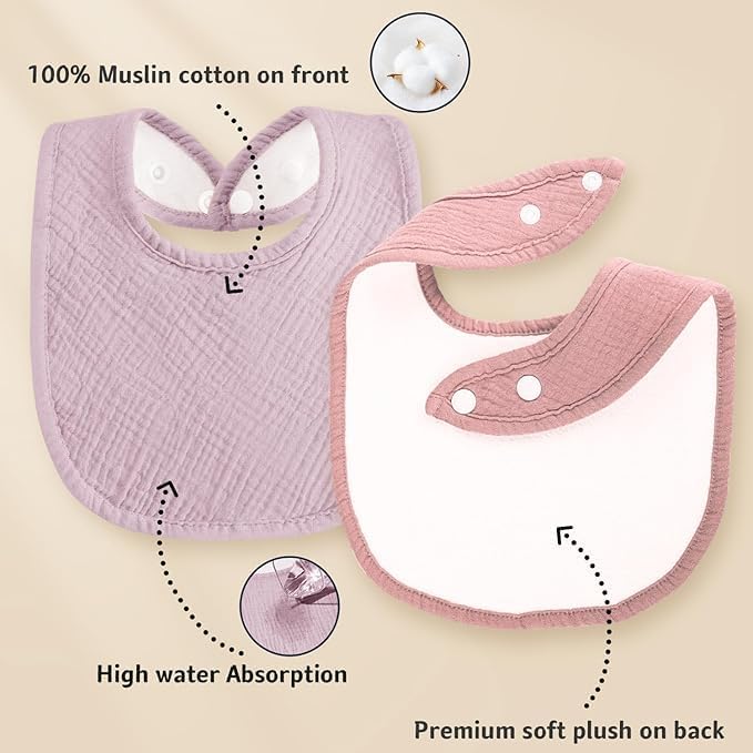 Muslin Baby Bibs Cotton Baby Drool Bandana Bibs for Baby Girls Boys Infant Newborn Toddler Drooling and Teething
