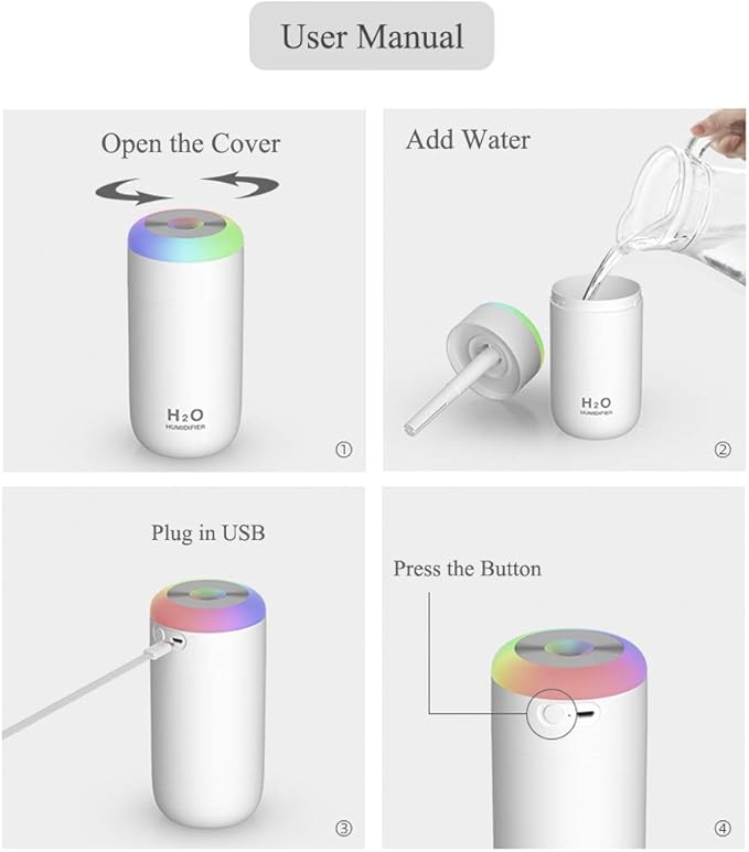 Plant Humidifier indoor, 350ml Humidifier for plant, desk, portable, travel (Cyan)