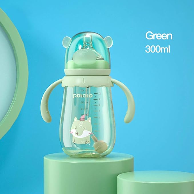 POTATO Baby Bottles PPSU Baby Feeding Bottle 10 oz Anti-Colic Bottles with Silicone Nipples Breastfeeding Bottles for Babies & Toddlers- Green