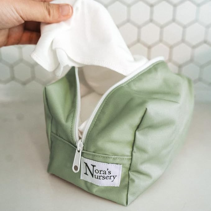 Nora's Nursery Reusable Baby Wipes, 100% Cotton Washcloths, Soft and Absorbent Towels for Newborn Bath and Face, Includes 20 Wipes with 1 Waterproof Pod for On-The-Go Moms, Ideal for Sensitive Skin